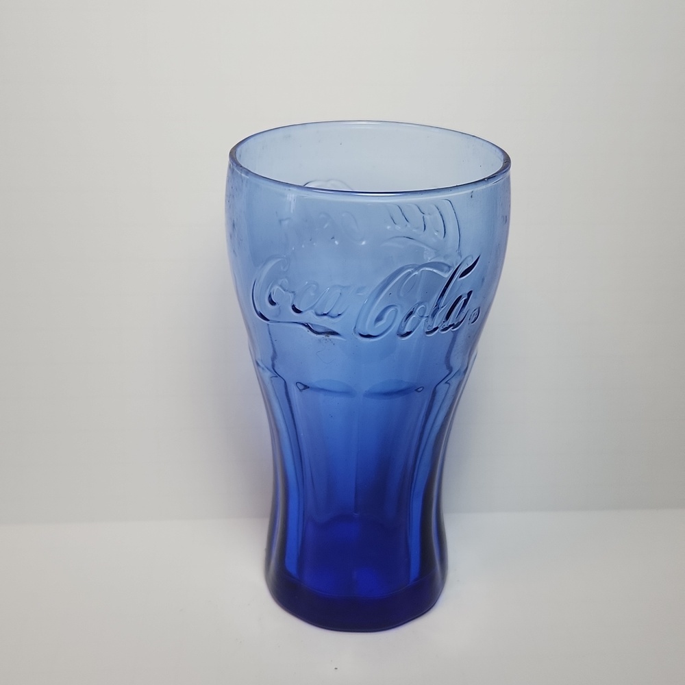 Vintage Coca-Cola Embossed Blue Glass